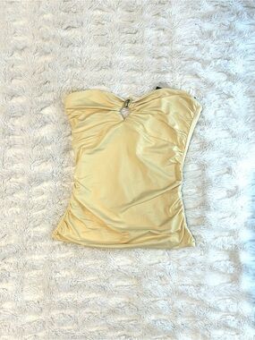 Forever 21 Strapless Yellow Ruched Tank with Ring Detail